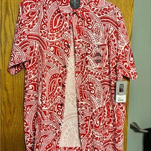 Colosseum Red & White Floral-Pattern Camp Shirt